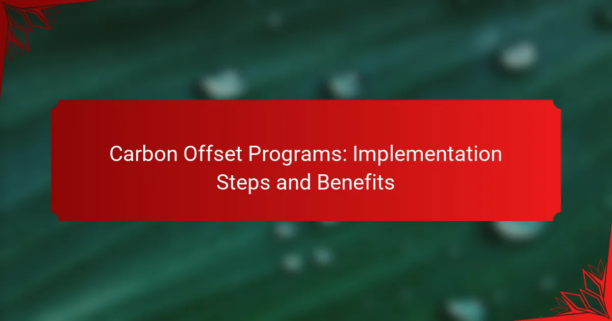 Carbon Offset Programs: Implementation Steps and Benefits