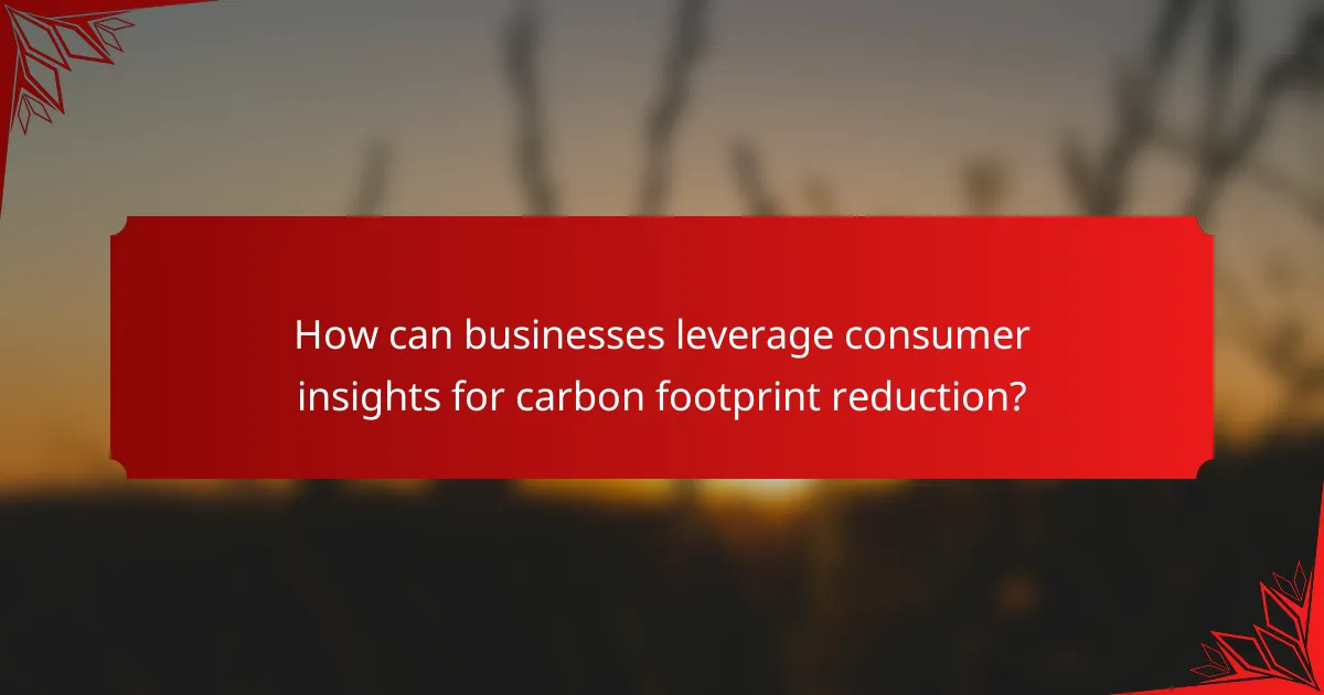 How can businesses leverage consumer insights for carbon footprint reduction?