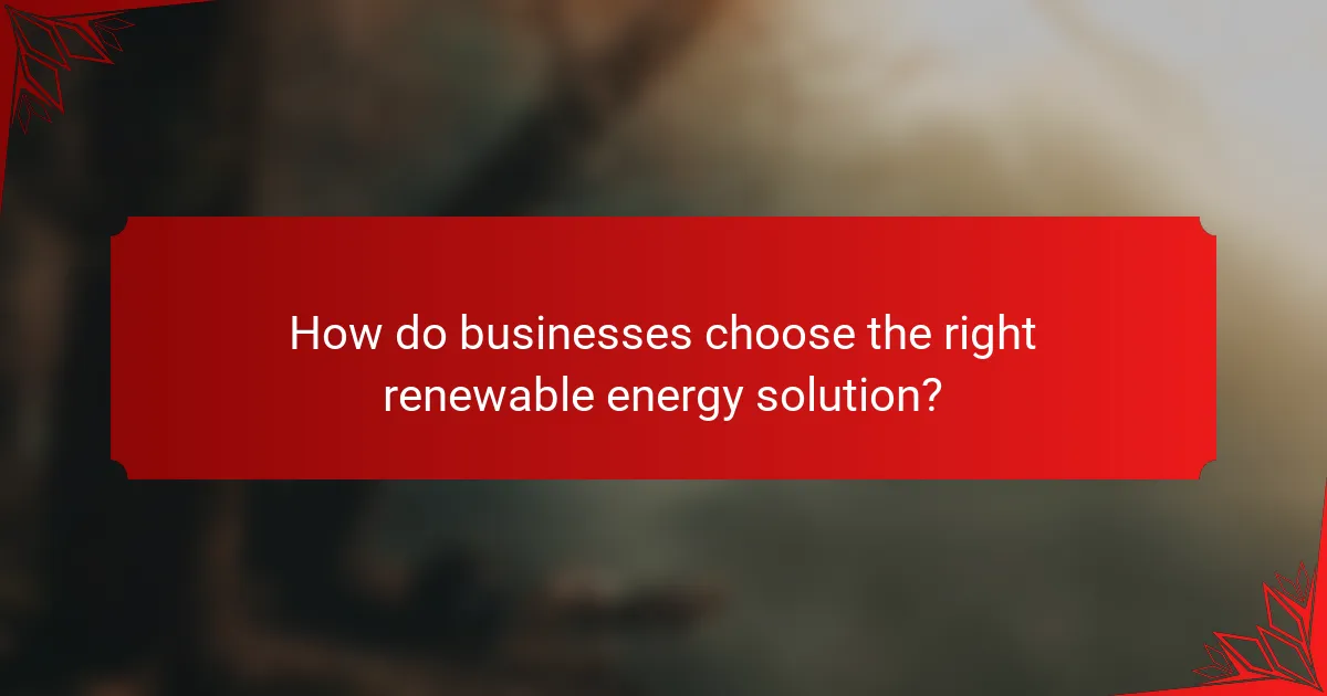 How do businesses choose the right renewable energy solution?