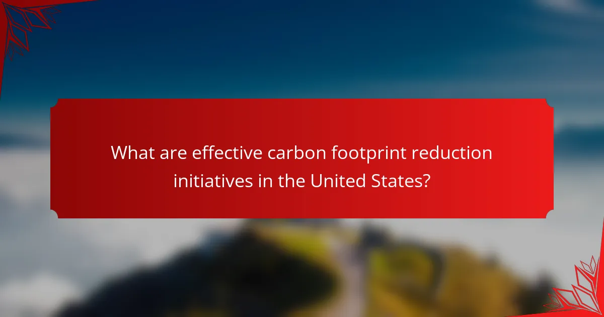 What are effective carbon footprint reduction initiatives in the United States?