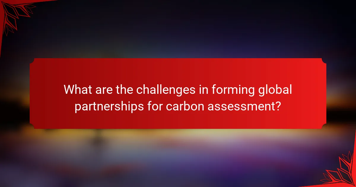 What are the challenges in forming global partnerships for carbon assessment?