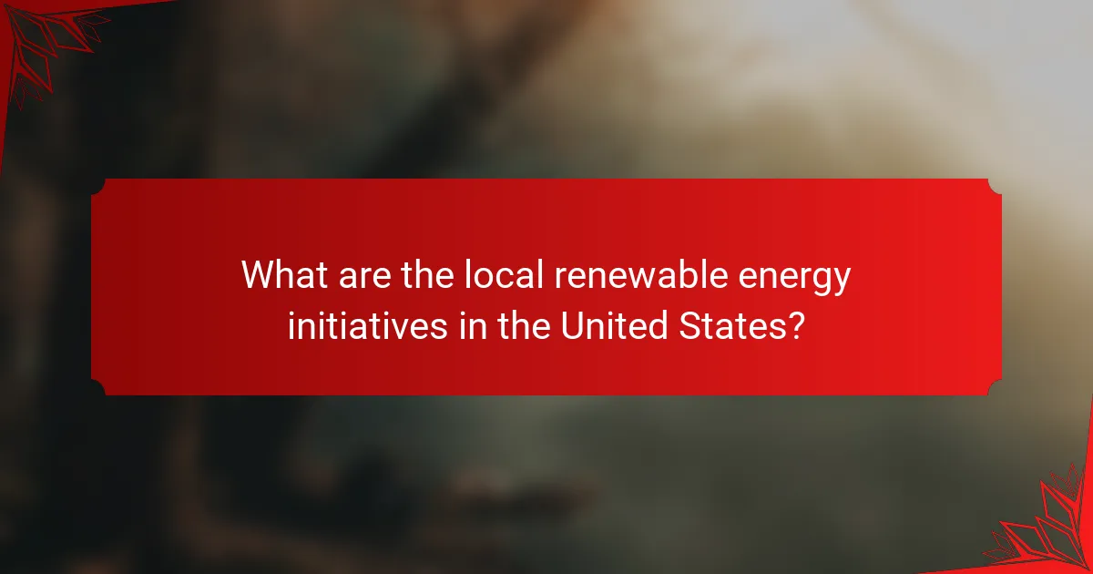 What are the local renewable energy initiatives in the United States?