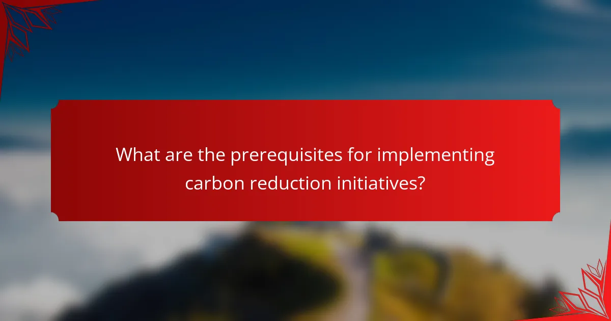 What are the prerequisites for implementing carbon reduction initiatives?