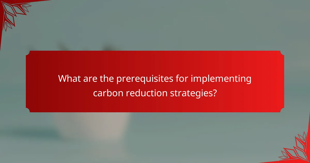 What are the prerequisites for implementing carbon reduction strategies?