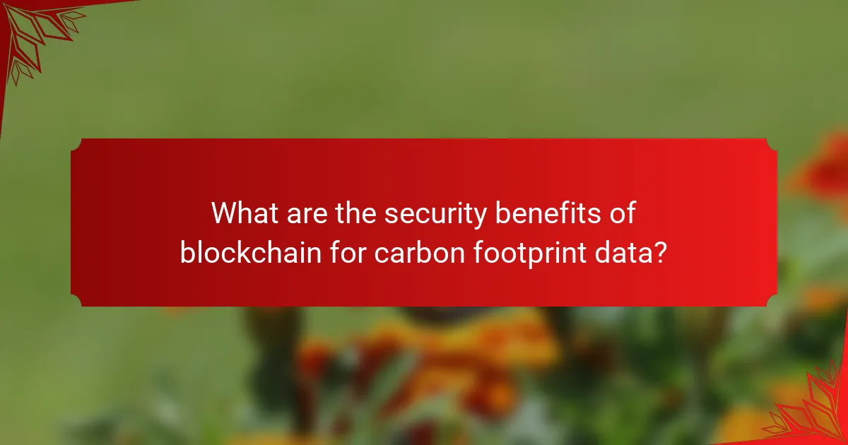 What are the security benefits of blockchain for carbon footprint data?